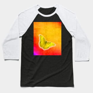 Glowing yellow butterfly on vibrant textured background Baseball T-Shirt